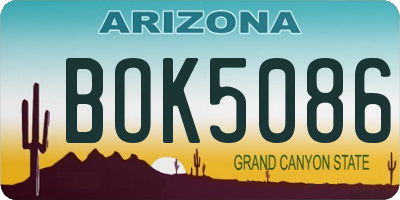 AZ license plate BOK5086