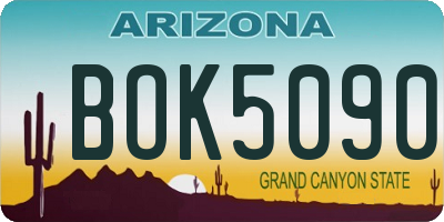 AZ license plate BOK5090
