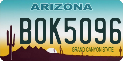 AZ license plate BOK5096