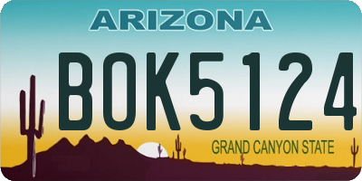 AZ license plate BOK5124