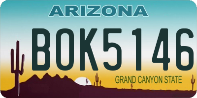 AZ license plate BOK5146