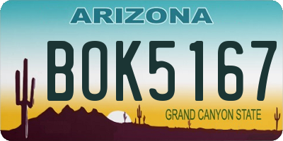 AZ license plate BOK5167