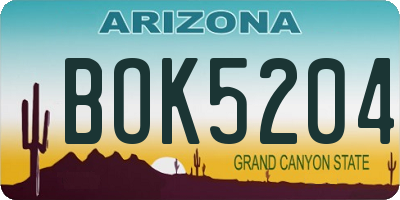 AZ license plate BOK5204