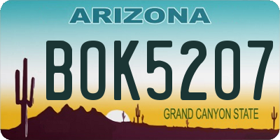 AZ license plate BOK5207