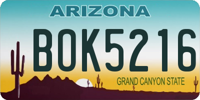 AZ license plate BOK5216