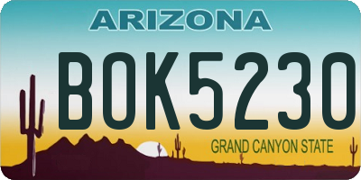 AZ license plate BOK5230