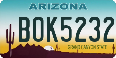 AZ license plate BOK5232