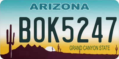 AZ license plate BOK5247
