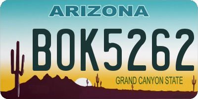 AZ license plate BOK5262