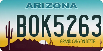 AZ license plate BOK5263