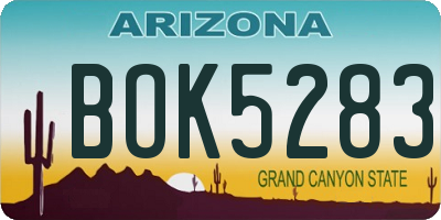 AZ license plate BOK5283