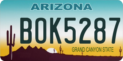 AZ license plate BOK5287