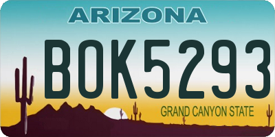 AZ license plate BOK5293