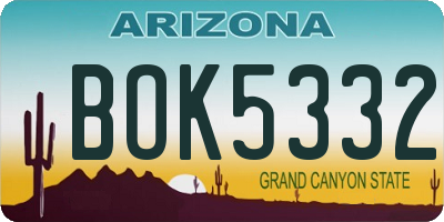 AZ license plate BOK5332
