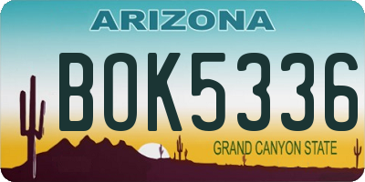 AZ license plate BOK5336