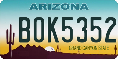 AZ license plate BOK5352