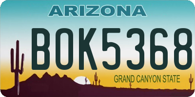 AZ license plate BOK5368
