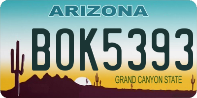 AZ license plate BOK5393