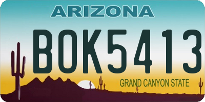 AZ license plate BOK5413