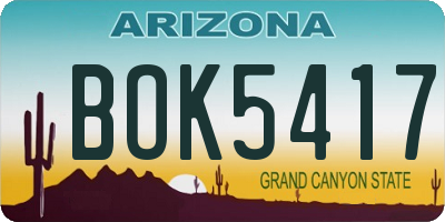 AZ license plate BOK5417