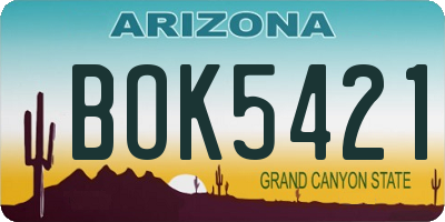 AZ license plate BOK5421