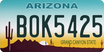 AZ license plate BOK5425