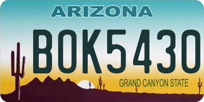AZ license plate BOK5430