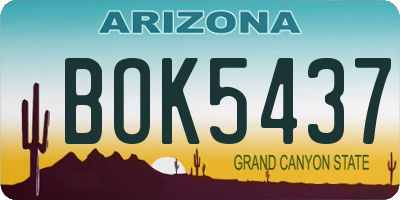 AZ license plate BOK5437