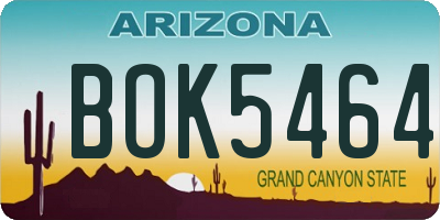 AZ license plate BOK5464