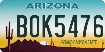AZ license plate BOK5476