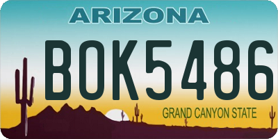 AZ license plate BOK5486