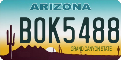 AZ license plate BOK5488