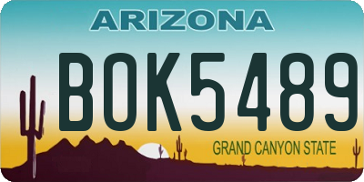 AZ license plate BOK5489