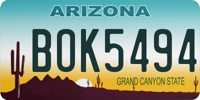 AZ license plate BOK5494
