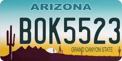 AZ license plate BOK5523