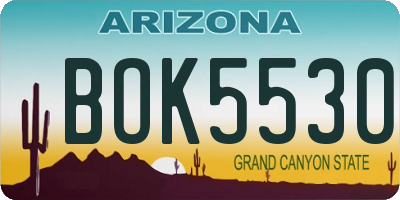 AZ license plate BOK5530