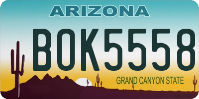 AZ license plate BOK5558