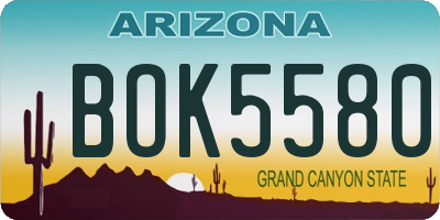 AZ license plate BOK5580
