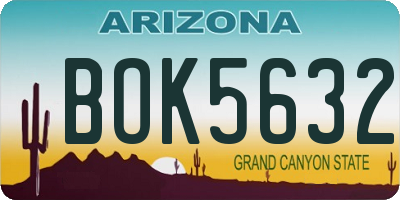 AZ license plate BOK5632
