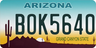 AZ license plate BOK5640