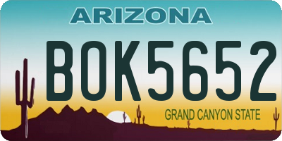 AZ license plate BOK5652