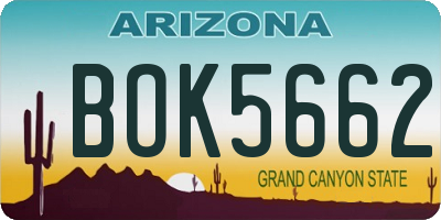 AZ license plate BOK5662