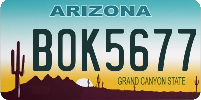 AZ license plate BOK5677