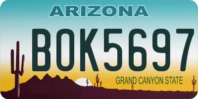 AZ license plate BOK5697