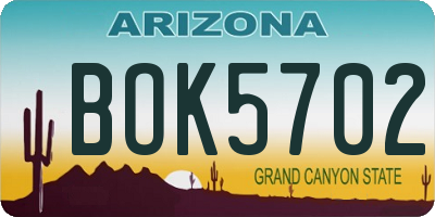 AZ license plate BOK5702