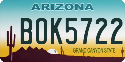 AZ license plate BOK5722