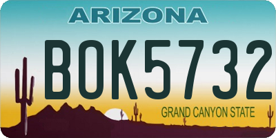 AZ license plate BOK5732
