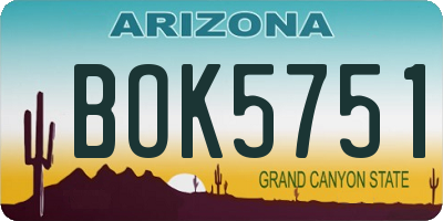 AZ license plate BOK5751