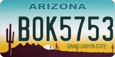 AZ license plate BOK5753