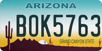 AZ license plate BOK5763